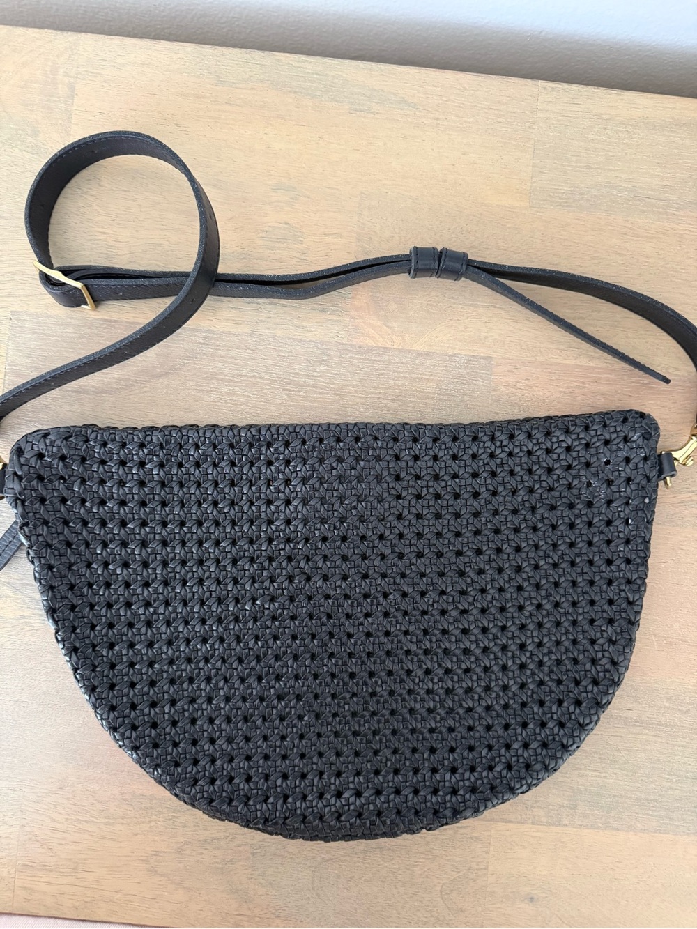 Clare V. Grande Woven Black Crossbody Sling Bag with Gold Hardware - Picture 4 of 4